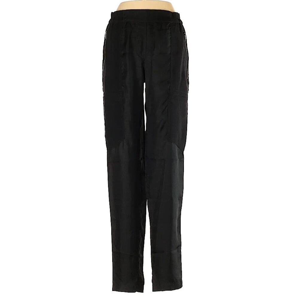 DKNY avant garde two waves silk black utility pants with zipper -  P/XS